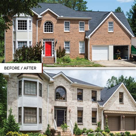 lime washing exterior brick house